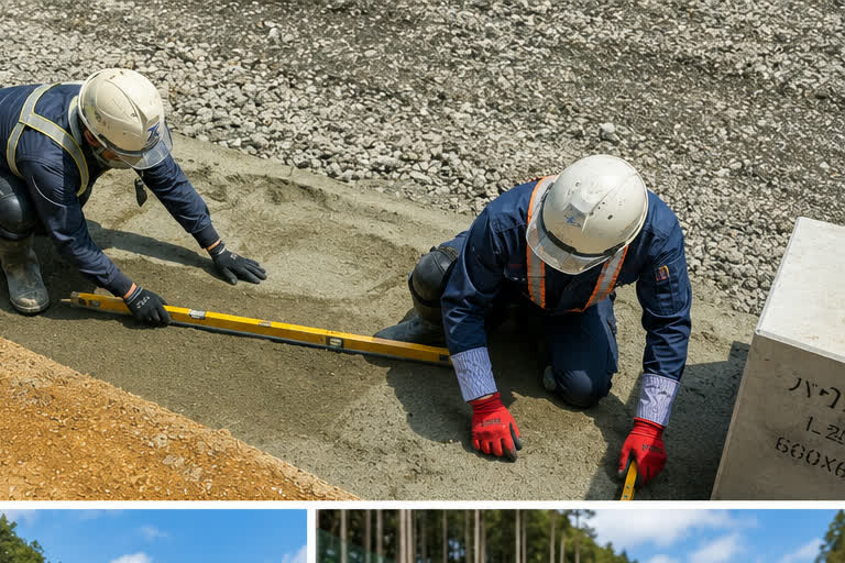 現場で測量する社員